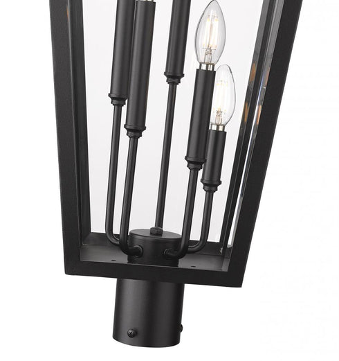 Z-Lite Gannon 5 Light Outdoor Post Mount Fixture in Black Finish Model: 5008PHXXLR-BK