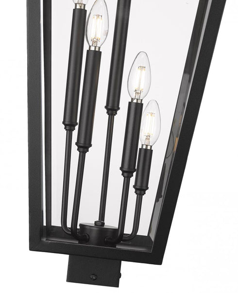 Z-Lite Gannon 5 Light Outdoor Post Mount Fixture in Black Finish Model: 5008PHXXLS-BK