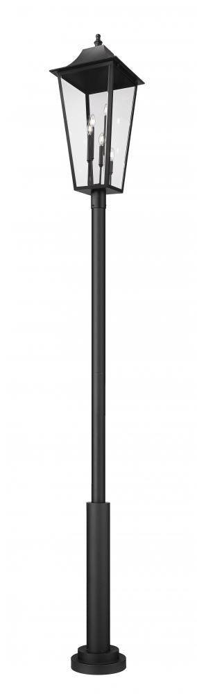 Z-Lite Gannon 5 Light Outdoor Post Mounted Fixture in Black Finish Model: 5008PHXXLR-5010P-BK