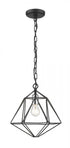 Z-Lite Geo 1 Light Pendant in Matte Black + Chrome Finish Model: 918MP-MB-CH