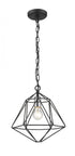 Z-Lite Geo 1 Light Pendant in Matte Black + Chrome Finish Model: 918MP-MB-CH