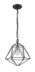 Z-Lite Geo 1 Light Pendant in Matte Black + Chrome Finish Model: 918MP-MB-CH