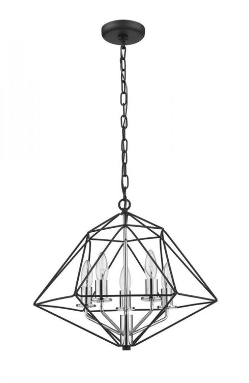 Z-Lite Geo 5 Light Chandelier in Matte Black + Chrome Finish Model: 918-18MB-CH