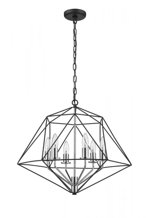 Z-Lite Geo 6 Light Chandelier in Matte Black + Chrome Finish Model: 918-22MB-CH
