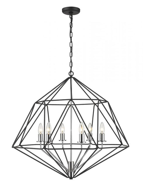 Z-Lite Geo 6 Light Chandelier in Matte Black + Chrome Finish Model: 918-30MB-CH