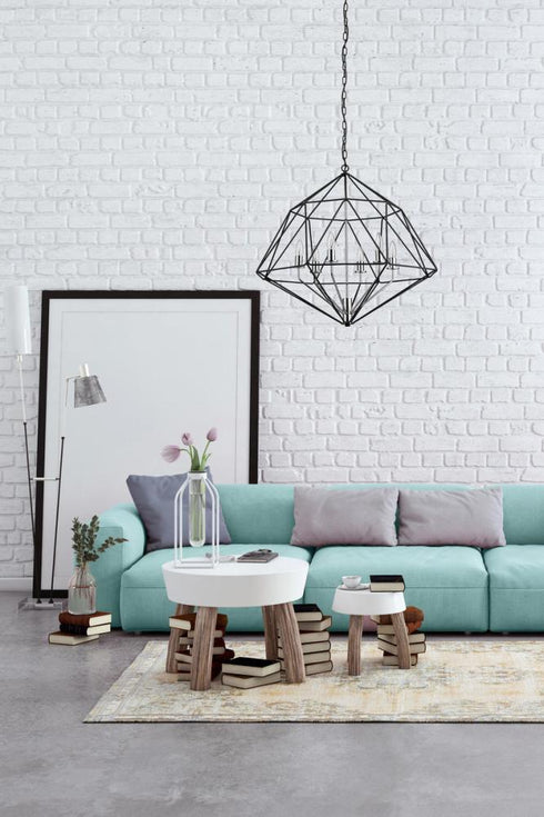 Z-Lite Geo 6 Light Chandelier in Matte Black + Chrome Finish Model: 918-30MB-CH