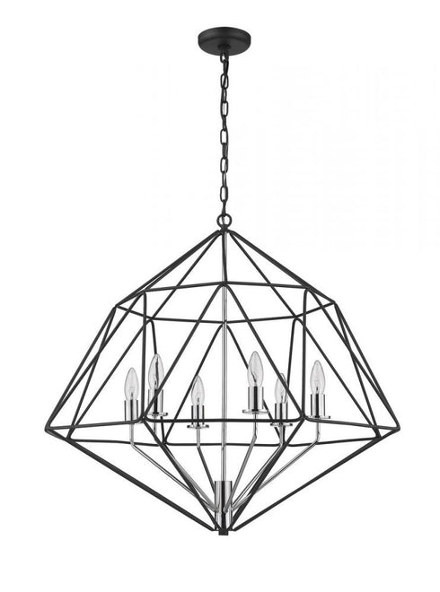 Z-Lite Geo 6 Light Chandelier in Matte Black + Chrome Finish Model: 918-30MB-CH