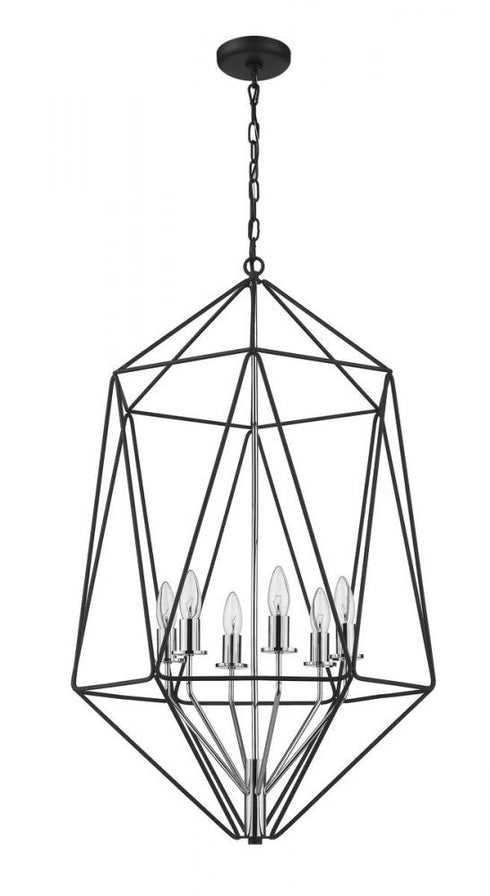 Z-Lite Geo 6 Light Chandelier in Matte Black + Chrome Finish Model: 918-35MB-CH