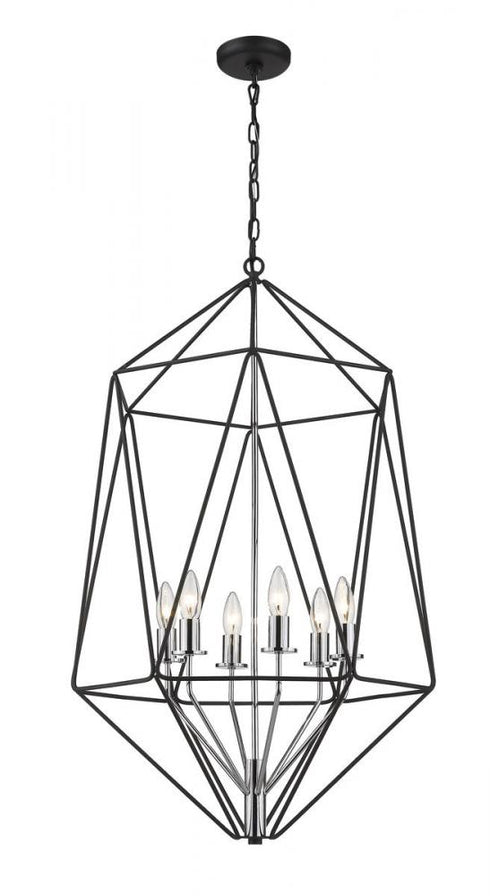 Z-Lite Geo 6 Light Chandelier in Matte Black + Chrome Finish Model: 918-35MB-CH