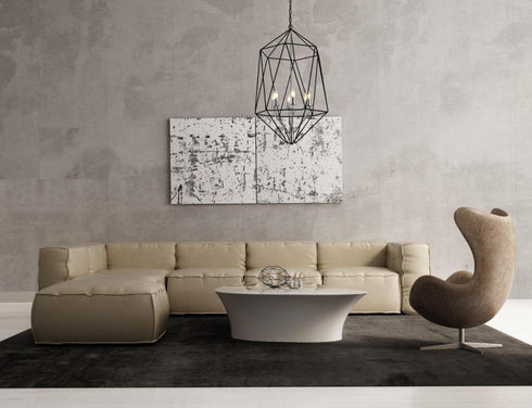 Z-Lite Geo 6 Light Chandelier in Matte Black + Chrome Finish Model: 918-35MB-CH