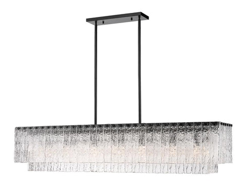 Z-Lite Glacier 7 Light Linear Chandelier in Matte Black Finish Model: 1943-53L-MB