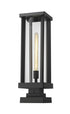 Z-Lite Glenwood 1 Light Outdoor Pier Mounted Fixture in Black Finish Model: 586PHBS-SQPM-BK