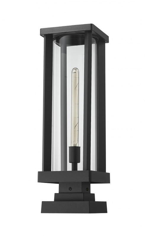 Z-Lite Glenwood 1 Light Outdoor Pier Mounted Fixture in Black Finish Model: 586PHBS-SQPM-BK