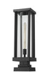 Z-Lite Glenwood 1 Light Outdoor Pier Mounted Fixture in Black Finish Model: 586PHBS-SQPM-BK