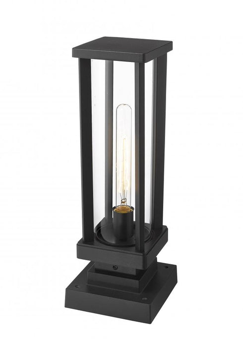 Z-Lite Glenwood 1 Light Outdoor Pier Mounted Fixture in Black Finish Model: 586PHMS-SQPM-BK