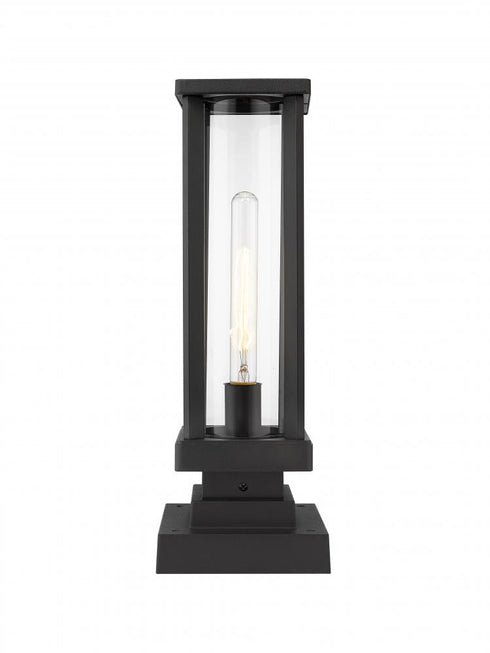 Z-Lite Glenwood 1 Light Outdoor Pier Mounted Fixture in Black Finish Model: 586PHMS-SQPM-BK