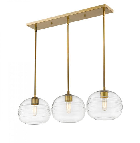 Z-Lite Harmony 3 Light Linear Chandelier in Olde Brass Finish Model: 486P10-3L-OBR
