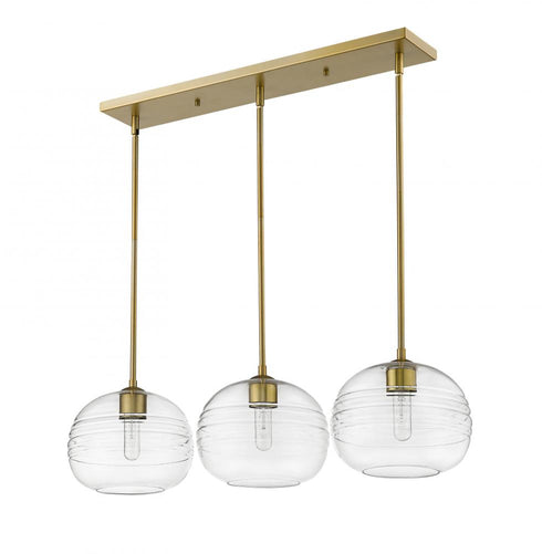 Z-Lite Harmony 3 Light Linear Chandelier in Olde Brass Finish Model: 486P10-3L-OBR