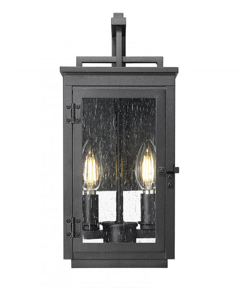 Z-Lite Hartwell 2 Light Outdoor Wall Light in Sand Black Finish Model: 5019S-BK