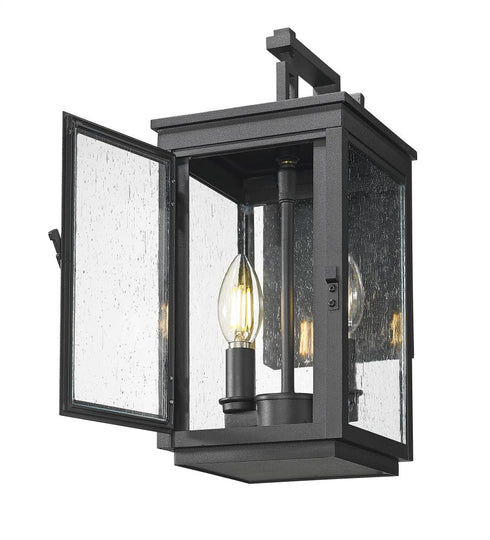 Z-Lite Hartwell 2 Light Outdoor Wall Light in Sand Black Finish Model: 5019S-BK