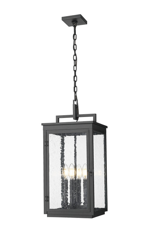 Z-Lite Hartwell 4 Light Outdoor Chain Mount Ceiling Fixture in Sand Black Finish Model: 5019CHB-BK