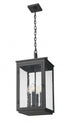 Z-Lite Hartwell 4 Light Outdoor Chain Mount Ceiling Fixture in Sand Black Finish Model: 5019CHB-BK