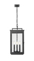 Z-Lite Hartwell 4 Light Outdoor Chain Mount Ceiling Fixture in Sand Black Finish Model: 5019CHB-BK