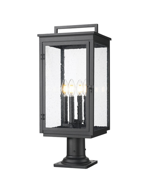 Z-Lite Hartwell 4 Light Outdoor Pier Mounted Fixture in Sand Black Finish Model: 5019PHBR-533PM-BK