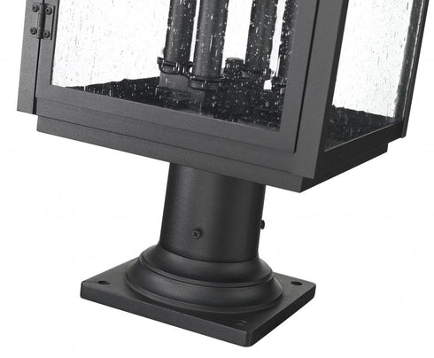 Z-Lite Hartwell 4 Light Outdoor Pier Mounted Fixture in Sand Black Finish Model: 5019PHBR-533PM-BK