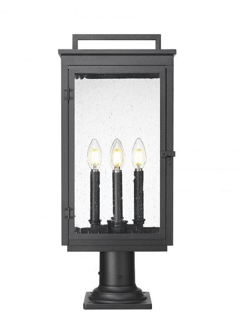 Z-Lite Hartwell 4 Light Outdoor Pier Mounted Fixture in Sand Black Finish Model: 5019PHBR-533PM-BK