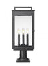 Z-Lite Hartwell 4 Light Outdoor Pier Mounted Fixture in Sand Black Finish Model: 5019PHBR-533PM-BK