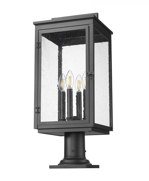 Z-Lite Hartwell 4 Light Outdoor Pier Mounted Fixture in Sand Black Finish Model: 5019PHBR-533PM-BK