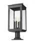 Z-Lite Hartwell 4 Light Outdoor Pier Mounted Fixture in Sand Black Finish Model: 5019PHBR-533PM-BK