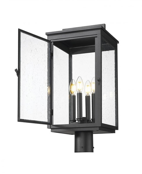 Z-Lite Hartwell 4 Light Outdoor Post Mount Fixture in Sand Black Finish Model: 5019PHBR-BK