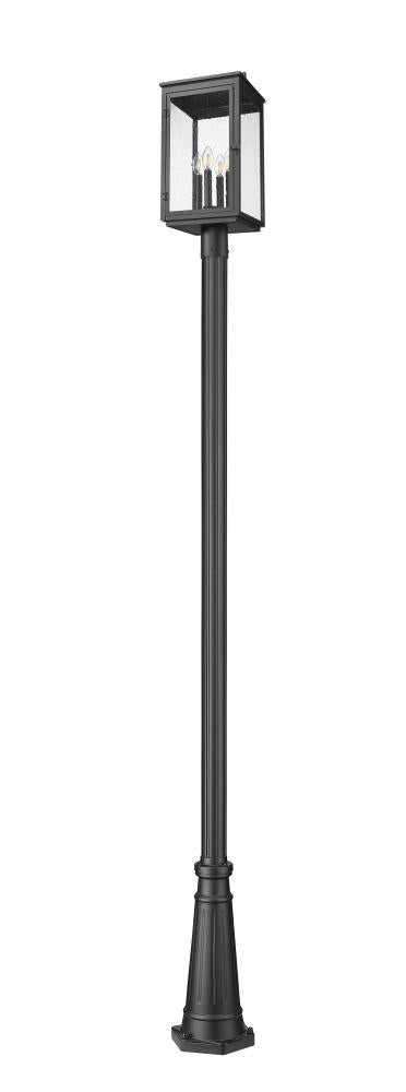Z-Lite Hartwell 4 Light Outdoor Post Mounted Fixture in Sand Black Finish Model: 5019PHBR-5011P-BK