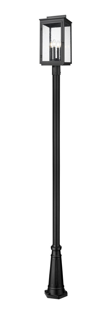 Z-Lite Hartwell 4 Light Outdoor Post Mounted Fixture in Sand Black Finish Model: 5019PHBR-519P-BK