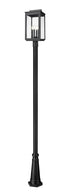 Z-Lite Hartwell 4 Light Outdoor Post Mounted Fixture in Sand Black Finish Model: 5019PHBR-519P-BK
