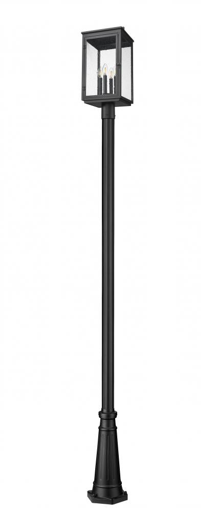 Z-Lite Hartwell 4 Light Outdoor Post Mounted Fixture in Sand Black Finish Model: 5019PHBR-519P-BK