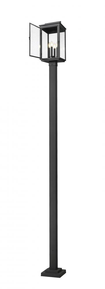 Z-Lite Hartwell 4 Light Outdoor Post Mounted Fixture in Sand Black Finish Model: 5019PHBS-536P-BK