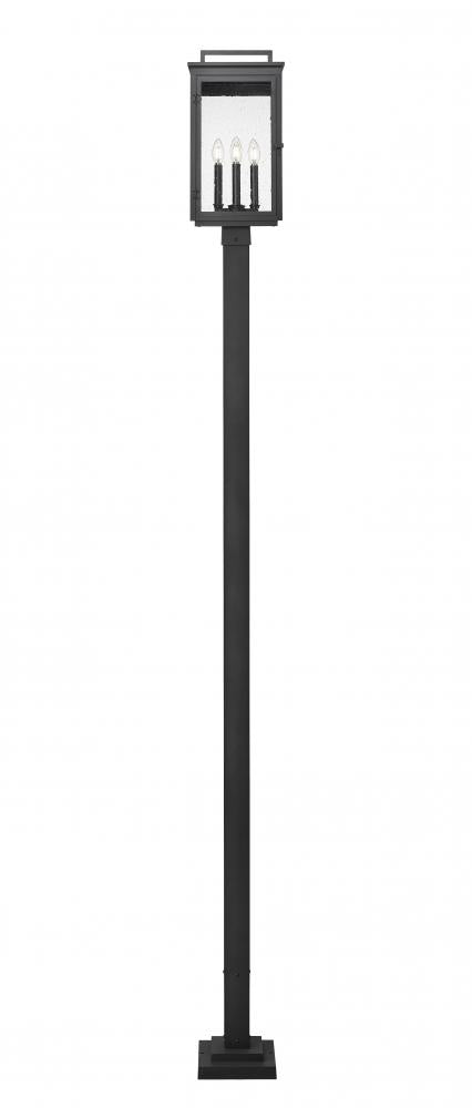 Z-Lite Hartwell 4 Light Outdoor Post Mounted Fixture in Sand Black Finish Model: 5019PHBS-536P-BK
