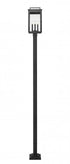 Z-Lite Hartwell 4 Light Outdoor Post Mounted Fixture in Sand Black Finish Model: 5019PHBS-536P-BK