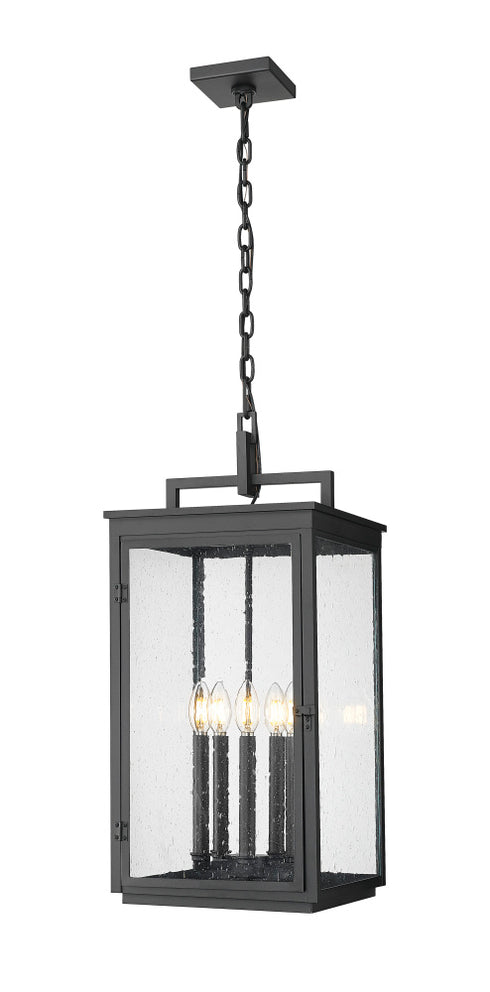 Z-Lite Hartwell 5 Light Outdoor Chain Mount Ceiling Fixture in Sand Black Finish Model: 5019CHXL-BK
