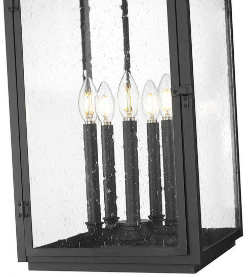 Z-Lite Hartwell 5 Light Outdoor Chain Mount Ceiling Fixture in Sand Black Finish Model: 5019CHXL-BK