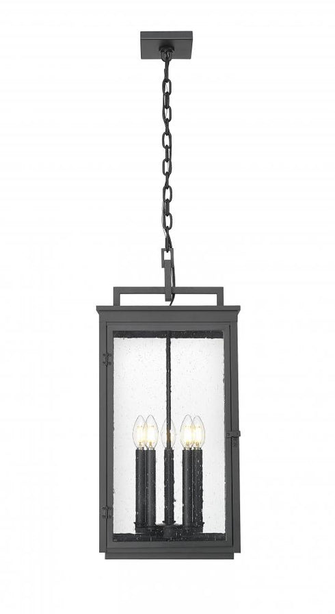 Z-Lite Hartwell 5 Light Outdoor Chain Mount Ceiling Fixture in Sand Black Finish Model: 5019CHXL-BK