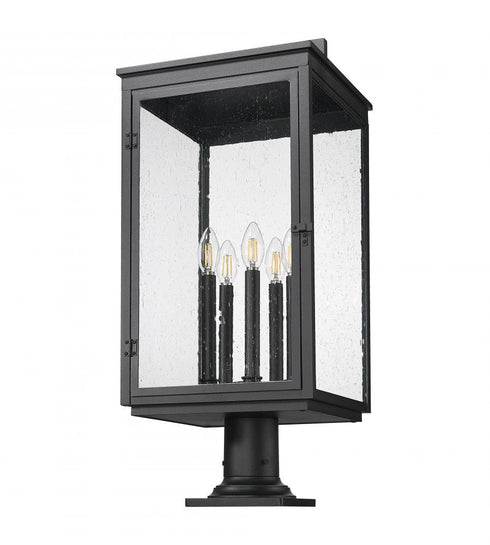 Z-Lite Hartwell 5 Light Outdoor Pier Mounted Fixture in Sand Black Finish Model: 5019PHXLR-533PM-BK