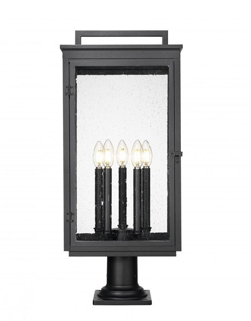 Z-Lite Hartwell 5 Light Outdoor Pier Mounted Fixture in Sand Black Finish Model: 5019PHXLR-533PM-BK