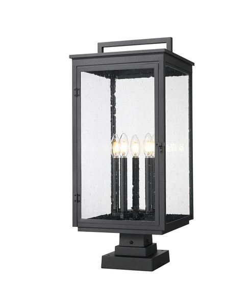 Z-Lite Hartwell 5 Light Outdoor Pier Mounted Fixture in Sand Black Finish Model: 5019PHXLS-SQPM-BK