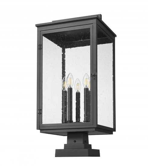 Z-Lite Hartwell 5 Light Outdoor Pier Mounted Fixture in Sand Black Finish Model: 5019PHXLS-SQPM-BK