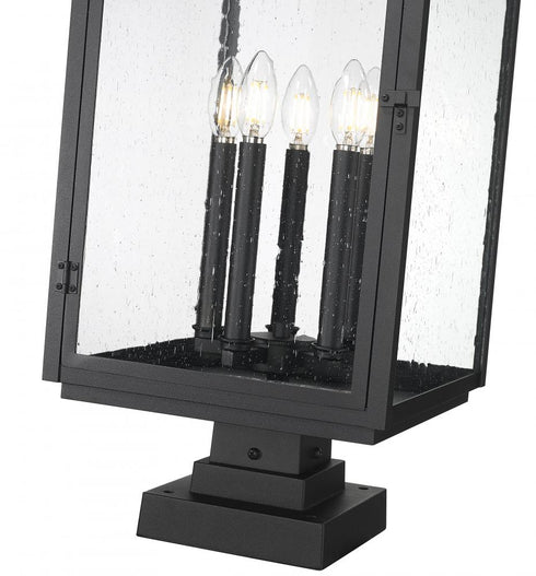 Z-Lite Hartwell 5 Light Outdoor Pier Mounted Fixture in Sand Black Finish Model: 5019PHXLS-SQPM-BK
