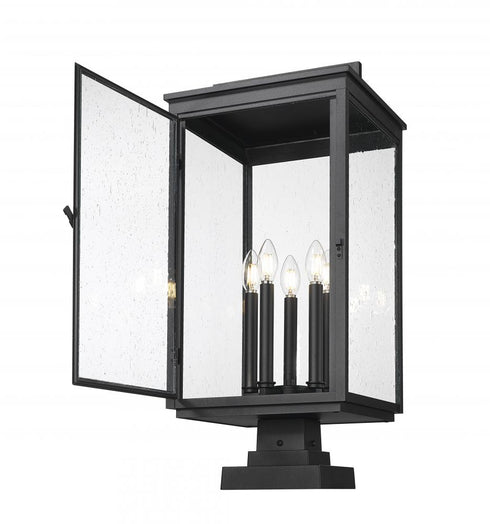 Z-Lite Hartwell 5 Light Outdoor Pier Mounted Fixture in Sand Black Finish Model: 5019PHXLS-SQPM-BK